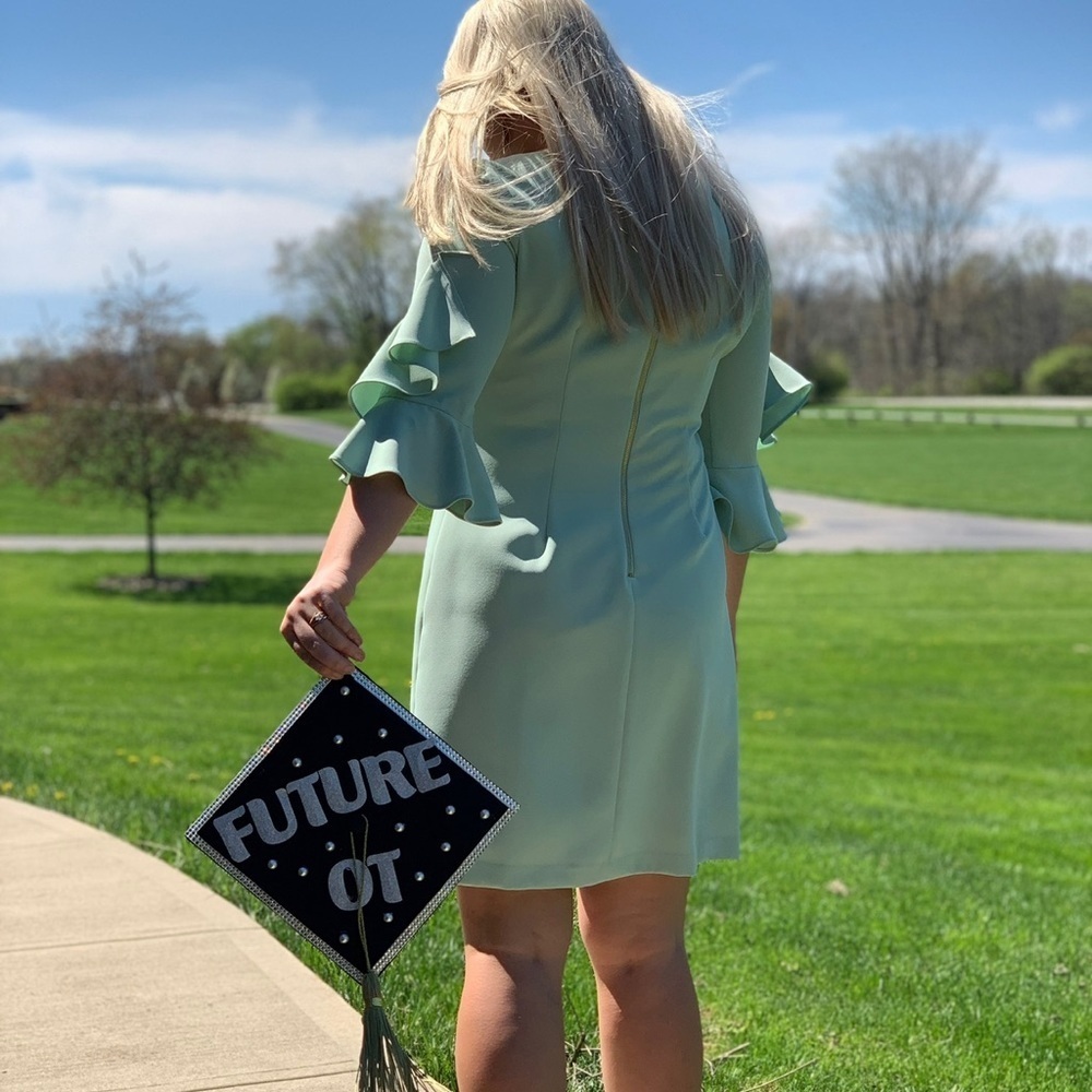 Taylor Mint Green Mid Sleeve formal dress